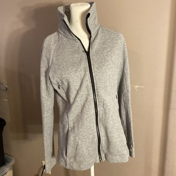 Lululemon Tops - Lululemon Sz 6 Gray Full Zip High Mock Collar Chest Vents Yoga Fitness Jacket
